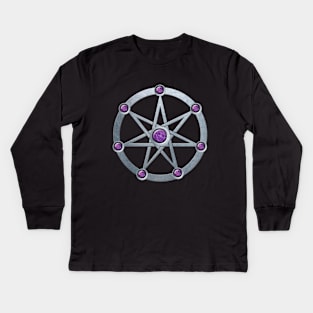 Elven star Silver embossed with Amethyst Kids Long Sleeve T-Shirt